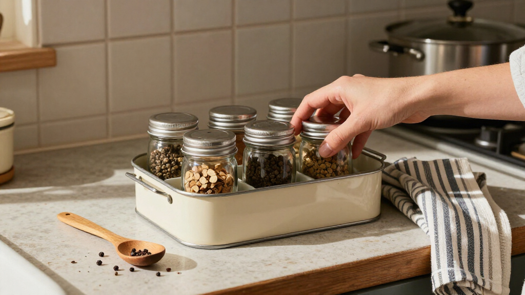 Repurpose A Casserole Holder Into A Spice Rack That Adds Vintage Charm