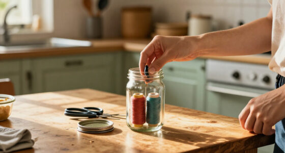 Savvy Upcyclers Transform Old Glass Jars Into A Sewing Kit With An Impressive DIY