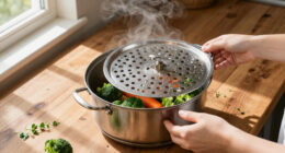 The 3-Qt Oster Sangerfield Stainless Steel Dutch Oven Comes With A Steamer Basket