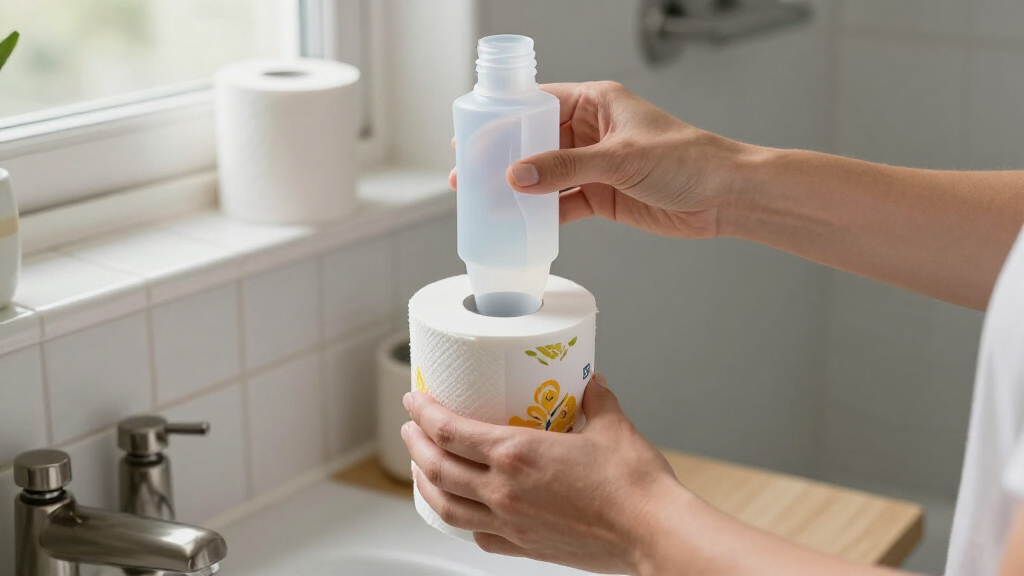 Woman Turns An Empty Detergent Bottle Into A Cute Spot To Store Toilet Paper