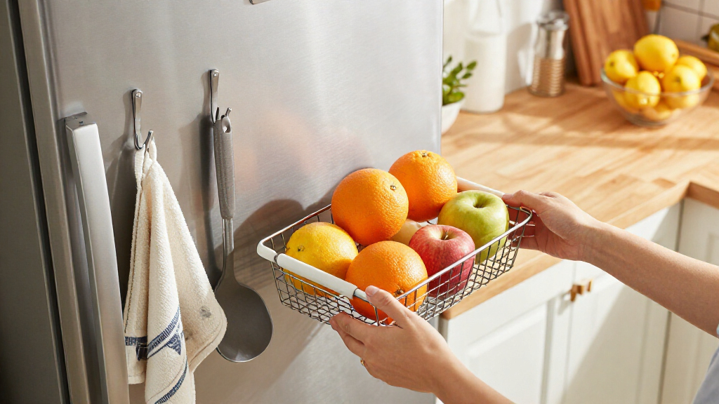 YIWANFW Magnetic Fridge Shelf & Fruit Basket W/ 2 Hooks $14